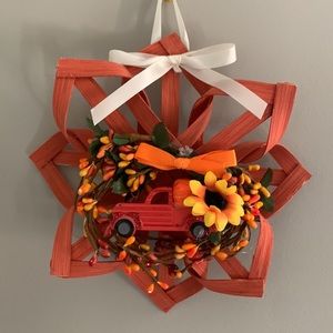 Fall Wall Decoration/ Mini Wreath - Red Truck with Pumpkin